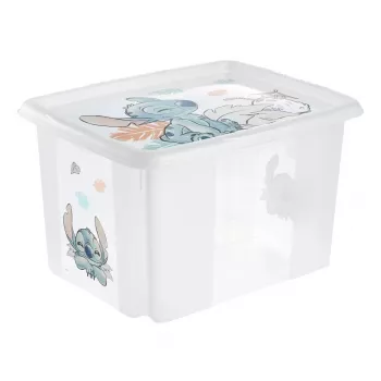 Boîte de rangement keeeper karolina Stitch, 30 litres, boîte pivotante/empilable avec couvercle, PP, transparente, 1 pièce 1223800131900