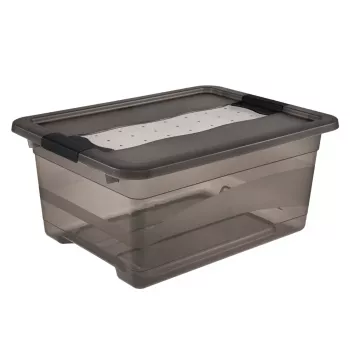 Boîte de rangement keeeper Cornelia, 12 L, Kristallgrau transparent, avec couvercle coulissant 1094182700000