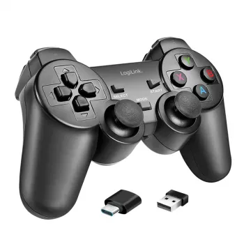 Manette de jeu sans fil LogiLink AA0187 2,4 GHz noire, portée 8 m, PC Android PS3