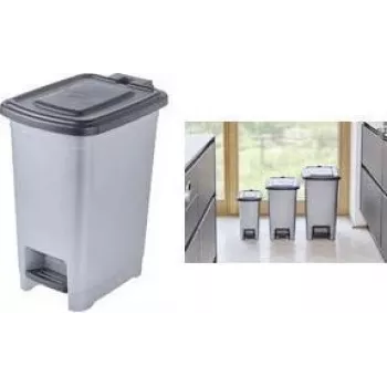 Poubelle à pédale keeeper Olaf, 25 litres, polypropylène, argent clair 1031416000000