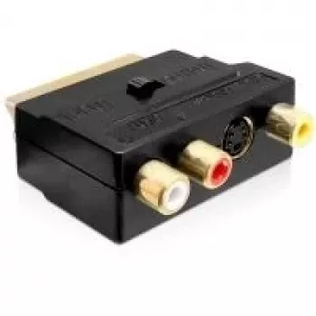 Wentronic Goobay SCART Adapter, SCART Male to 3 RCA Female + 4-Pin Mini-DIN Female, Black 50499
