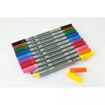 Ensemble de feutres à double pointe Faber-Castell Eberhard Faber COLORI, 10 couleurs assorties, pointes fine 2,0 mm et large 3,0-4,0 mm, étui en carton 550010