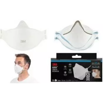 Masque respiratoire FFP2 3M Aura 9320+ sans soupape expiratoire, masque plié 3 panneaux, blanc, lot de 1 9320-5