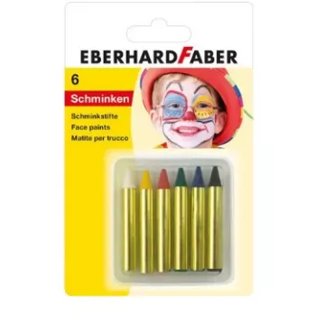 Crayons de maquillage FABER-CASTELL EBERHARD FABER, courts, 6 couleurs, haute intensité, testés dermatologiquement, 1 ensemble (579106)