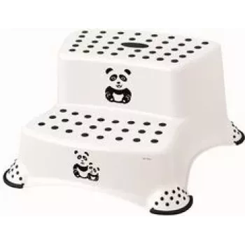 Marchepied 2 marches keeeper kids Igor Panda, blanc avec impression panda, charge 120 kg, pieds antidérapants 1003110024100