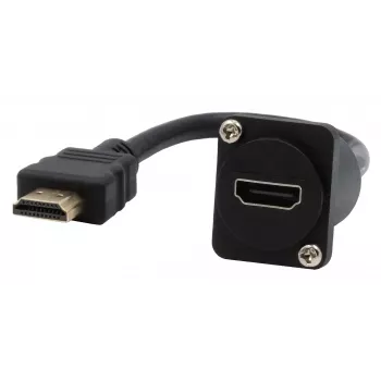 EXSYS EX-49162 HDMI Type A Female to Male Adapter Cable, 20 cm, 4K, High Speed with Ethernet, Black