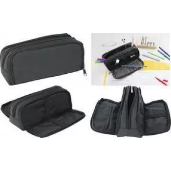 Trousse Faber-Castell Eberhard Faber, 3 compartiments, polyester anthracite/noir, grand compartiment principal, compartiment latéral avec 4 subdivisions - 1 pièce 577406