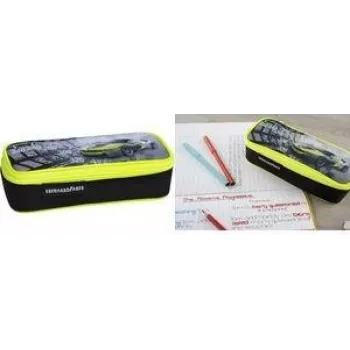 Trousse FABER-CASTELL EBERHARD FABER Race Car, polyester noir/jaune néon, grand compartiment principal, poche zippée 577575