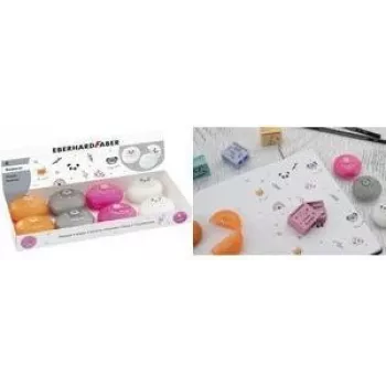 Faber-Castell Eberhard Faber présentoir de gommes en plastique animaux, 8 formes d'animaux assorties pour crayons graphite et de couleur 585419