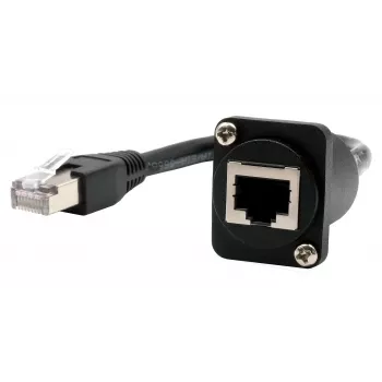 EXSYS D-Type RJ45 Female to Male Adapter Cable, CAT.5e, 20 cm, Black EX-49159