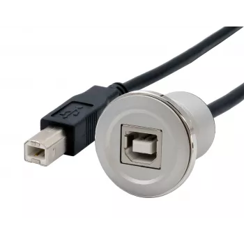 EXSYS EX-49182 USB 2.0 Panel Mount Adapter Cable, USB B Female to USB B Male, 30 cm, Metal Housing