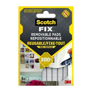 3M Scotch-Fix Mounting Squares 11 mm x 15 mm White 64-Pack 7100263372