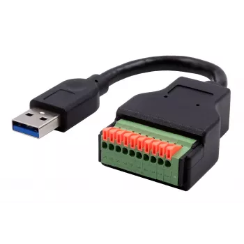 EXSYS EX-49127 USB-A Male to 10-Pin Terminal Block Adapter Cable with Push Button, USB 3.2 Gen 1, 15 cm