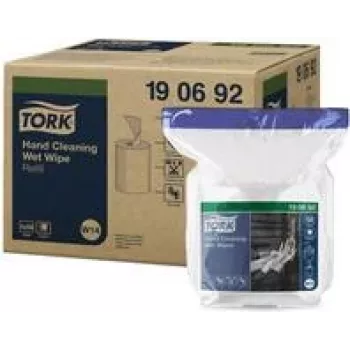 Lingettes de nettoyage pour les mains TORK 190692 Premium, 58 pièces, 300 x 270 mm, sans solvant, pH neutre, aloe vera et glycérine, boîte refermable