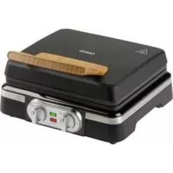 Gaufrier belge DOMO DO9281W Inky Black, 1600 W, antiadhésif, thermostat réglable, poignée Cool-Touch, rangement vertical