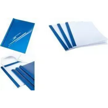 PAVO Thermal Binding Cover A4 1.5 mm Blue Leather Structure Cardboard Back Transparent Front - 1 Piece 8011568