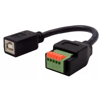 EXSYS EX-49130 USB 2.0 Adapter USB-B Female to 5-Pin Terminal Block with Push Button, 15 cm