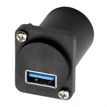 EXSYS EX-49155 USB 3.2 Gen 1 D-Type Panel Mount Adapter, USB-A Female to USB-B Female