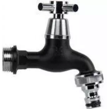 Bradas robinet 3/4 de pouce avec robinet à boisseau sphérique, laiton chromé noir mat, 1 pièce (GKK0T3434BK)