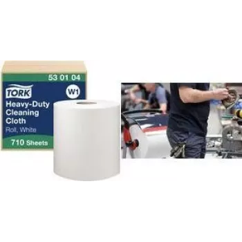 TORK W1 Premium rouleau de chiffons de nettoyage multi-usage, 1 pli, blanc, 270 m, extra fort, non-tissé, 710 feuilles, 1 rouleau (530104)