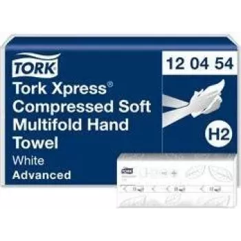 Essuie-mains en papier TORK Xpress Multifold, 212 x 320 mm, système pliage W H2, Advanced, tissue, gaufré, blanc - 1 paquet (600454)