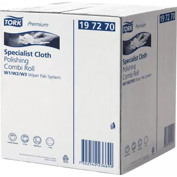 Rouleau de polissage et nettoyage Tork Premium, 1 pli, blanc, 171 m, non-tissé, pour distributeurs W1/W2/W3, 1 rouleau (197270)