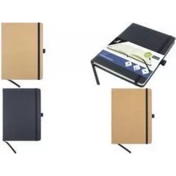 Carnet quadrillé KANGARO A5, 96 feuilles, couverture rigide PU noire, papier chamois 80 g/m² K-552641
