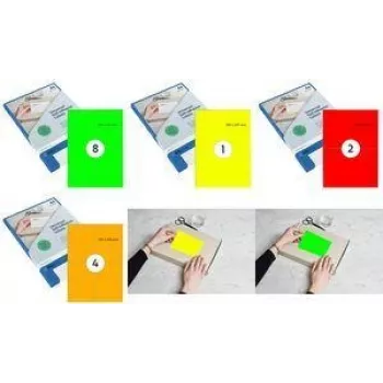 Étiquettes fluorescentes RILLPRINT 70 x 37 mm jaunes autocollantes pour imprimantes jet d'encre, laser et laser couleur 2400 étiquettes (B84112)
