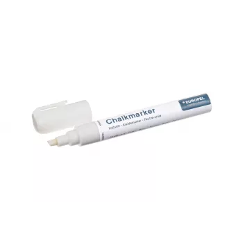 Marqueur craie EUROPEL 6 mm, blanc, pointe ronde/biseautée, blister (1 pièce) 356505