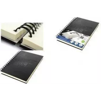 Carnet de croquis à spirale Design Kangaro A5, 80 feuilles, 140 g/m², papier blanc crème sans acide, couverture rigide noire K-5577