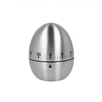 Minuteur d'œuf mécanique Metaltex, en forme d'œuf, acier inoxydable, 60 minutes, argent 259221000