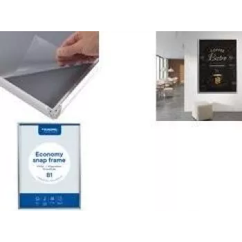 Cadre à clip EUROPEL Economy A3 aluminium anodisé argent, profil arrondi 25 mm, PVC antireflet, fixation murale 355093