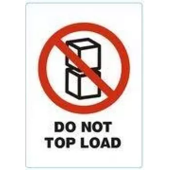 Étiquettes d'avertissement RILLPRINT DO NOT TOP LOAD à adhésif permanent, blanches avec texte rouge/noir, 74 x 105 mm, 500 étiquettes par rouleau 76950
