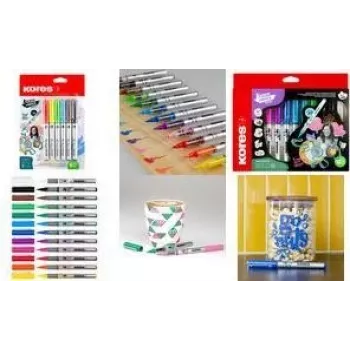 Marqueurs acryliques Kores Kreative, ensemble de 12 pièces, couleurs assorties, encre acrylique liquide, Shake & Paint, sans pompage, pointe ronde M25121
