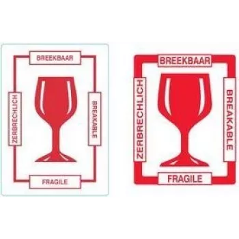Étiquettes d'avertissement fragile RILLPRINT 76810, adhésif permanent, blanc/rouge, 74 x 105 mm, 500 étiquettes par rouleau