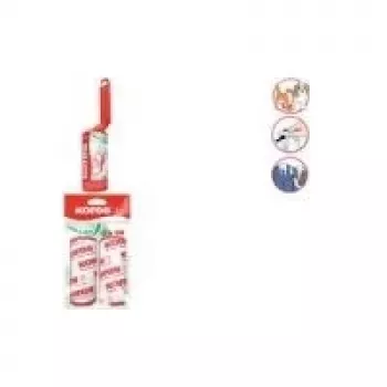 Rouleau adhésif anti-peluches Kores avec manche, 50 feuilles, 8 m, rechargeable (C32401)