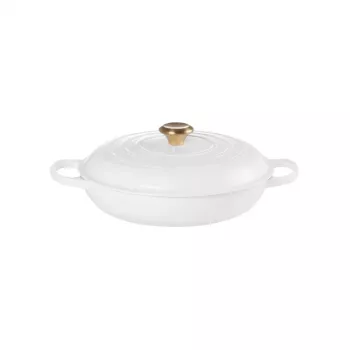 Cocotte basse en fonte LE CREUSET 30 cm 3,5 L blanche