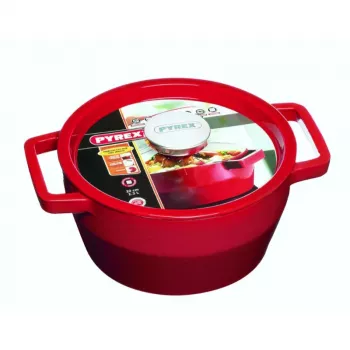 Pyrex faitout en fonte 3,6 L rond Ø24 cm rouge