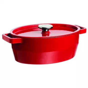 Pyrex cocotte ovale en fonte 3,8 L rouge 29x21 cm