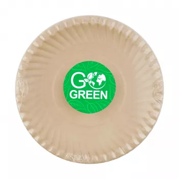 GOGREEN assiettes compostables en canne à sucre avec motif Go Green Ø23 cm 10 pièces