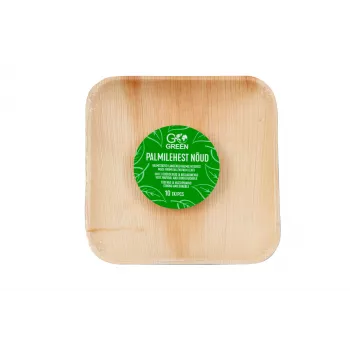 GoGreen assiettes carrées en feuille de palmier Areca 15x15 cm lot de 10 naturel jetable