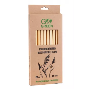 Pailles en roseau compostables GoGreen 20 pièces pailles naturelles