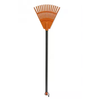 HORTUS petit râteau à main avec poignée, orange, tête 20 cm, 14 dents
