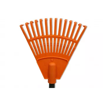 HORTUS petit râteau à main avec poignée, orange, tête 20 cm, 14 dents