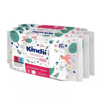 Kindii Sensitive ensemble de lingettes bébé 3x60 pièces