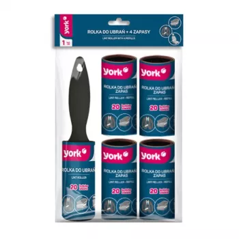 Rouleau anti-peluches YORK avec 4 recharges – ensemble rouleau anti-peluches, 5 rouleaux au total, 53 feuilles par rouleau, largeur 10 cm
