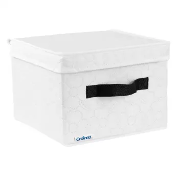 Boîte carrée ORDINETT 25x25x19 cm blanc coton