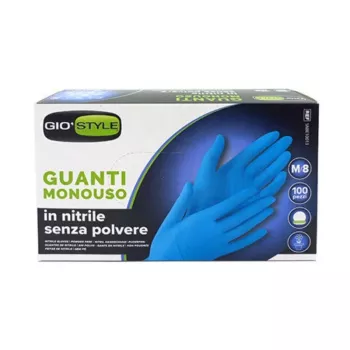 Gants jetables en nitrile GIOSTYLE, sans poudre, bleus, taille M, 100 pièces