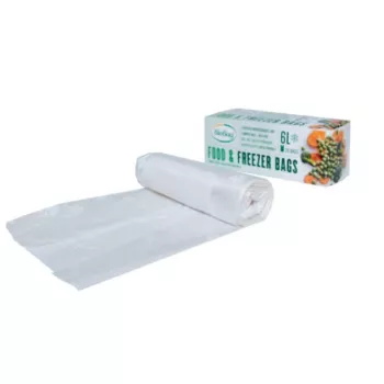 Sacs congélation compostables BioBag 6 L pour aliments, 20 sacs perforés par rouleau, 24 x 50 cm, 18 microns, transparents