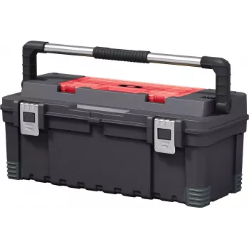 KETER DIY Hawk Tool Box 26 with Organiser, 66 x 28.7 x 26.6 cm, Black/Red